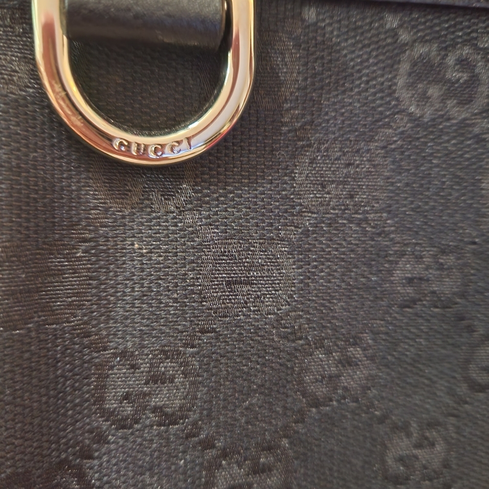 Gucci Black GG Canvas and Leather D Ring Abbey Pochette - Picture 11 of 14